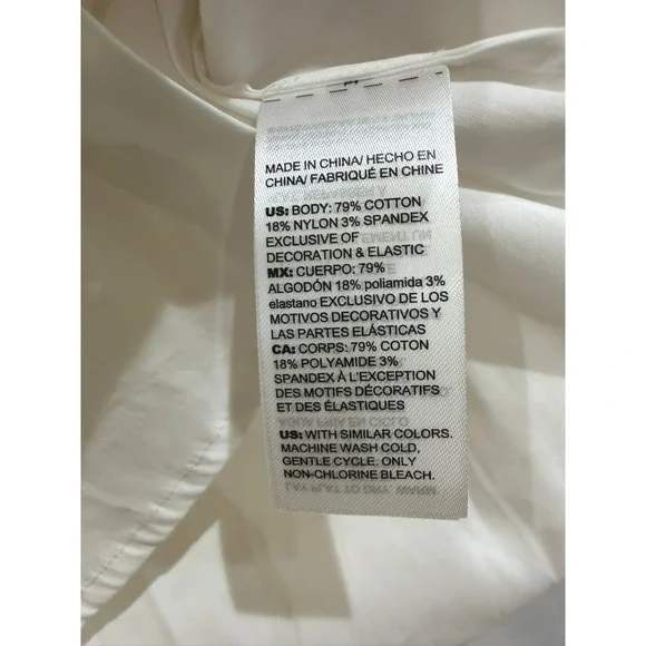 Chicos White Cotton Blend Soutache Embroidered Button Front Blouse Size 4 / 20 - Picture 7 of 7